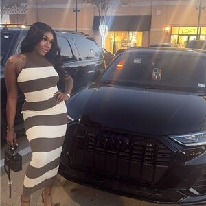 Striped Black and White Sleeveless Dress